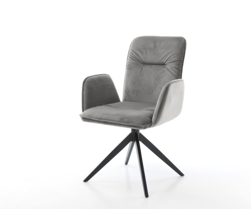 Otočná židle Vinja-Flex sametově šedá křížový rám široký černý 360°