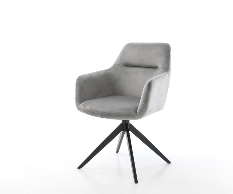 Otočná židle Pejo-Flex sametově šedá Křížový rám široký černý 360°