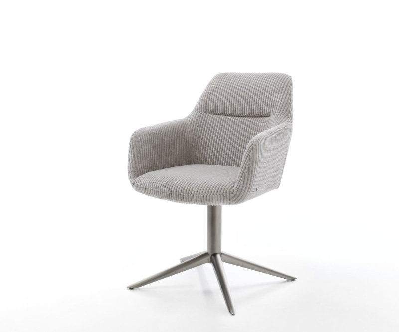 Jídelní židle Pejo-Flex manšestr stříbrně šedá podnož ve tvaru kříže