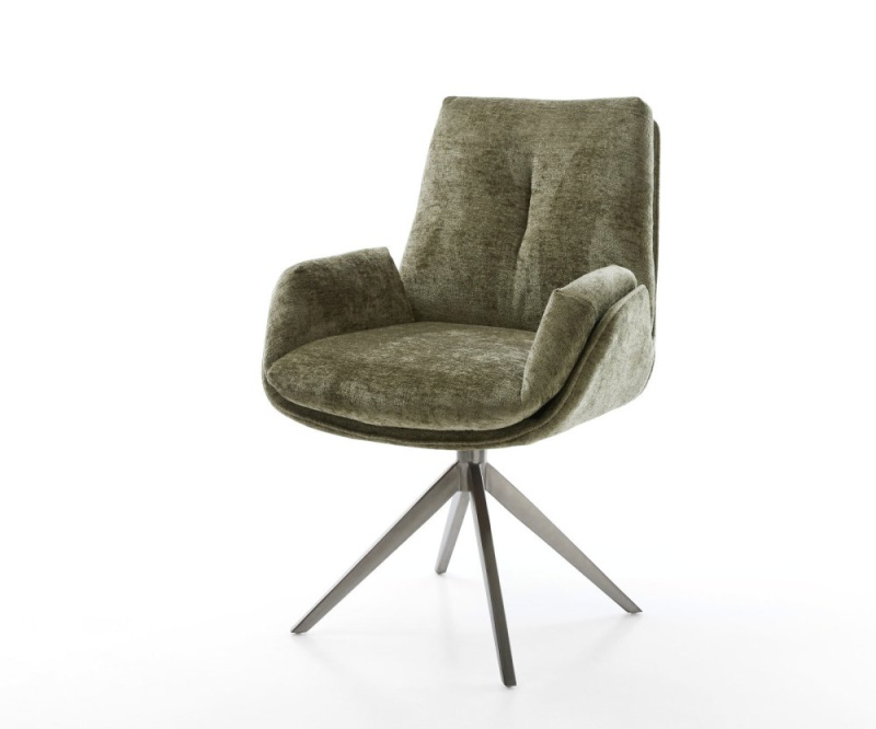 Otočná židle Clea-Flex žinylka olivová křížový rám široký grafitový