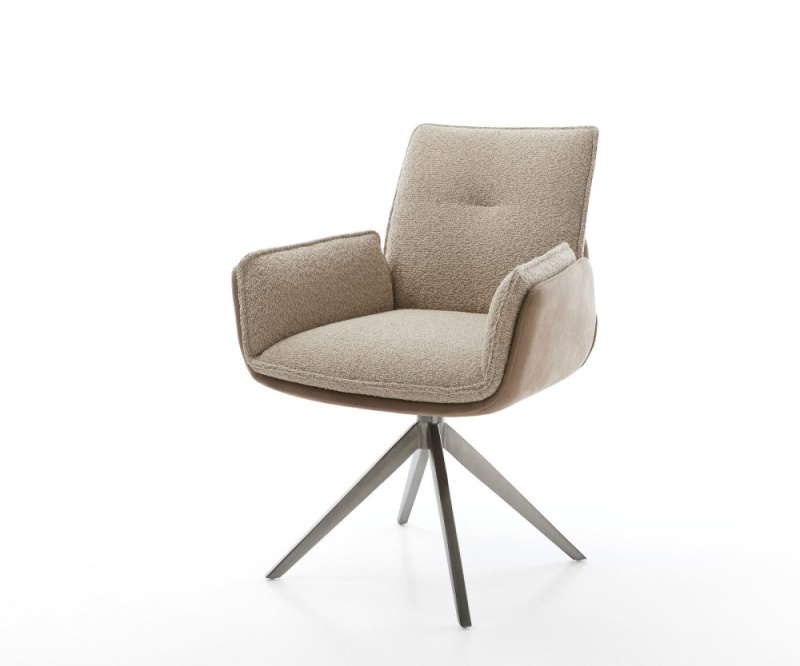 Otočná židle Nela-Flex směs materiálů bláto křížový rám široký grafit