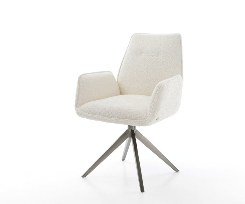 Otočná židle Zoa-Flex Bouclé Bílý křížový rám široký Grafitový 360°