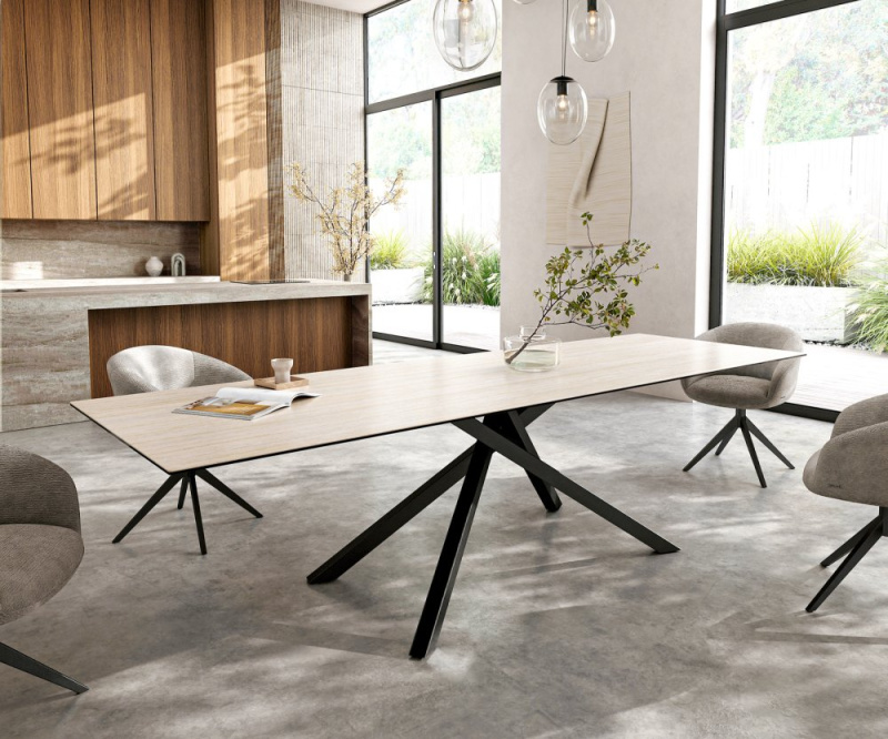 Jídelní stůl Edge 300x100 cm keramika Laminam®Travertino Bianco