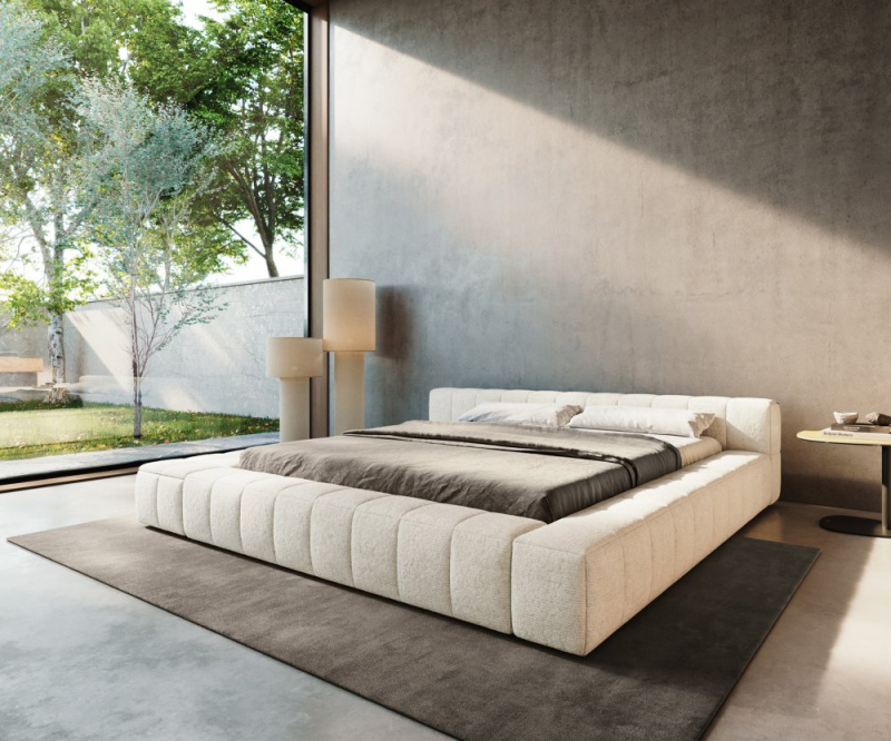 Čalouněná postel Espazio 180x200 cm bouclé měkká béžová