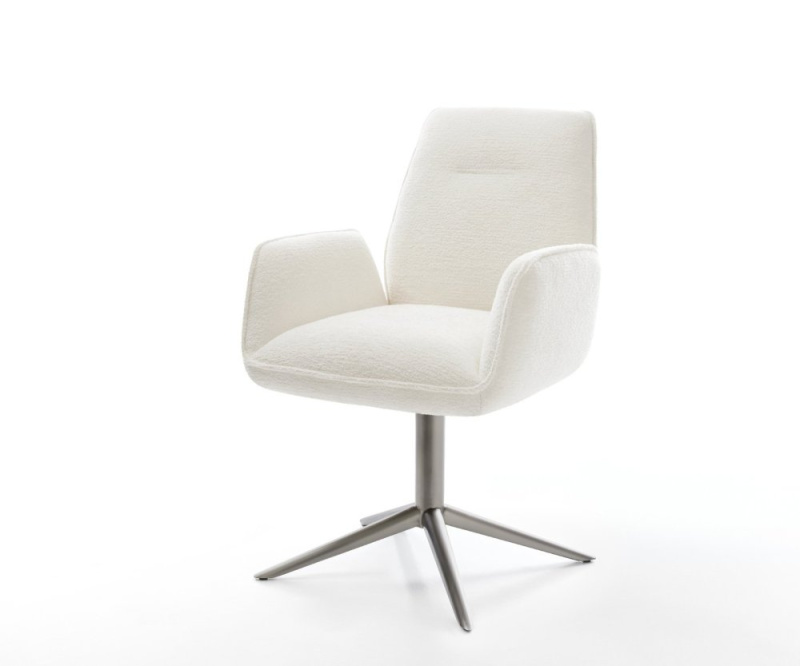 Jídelní židle Zoa-Flex bouclé měkký béžová podnož grafit 360° otočný