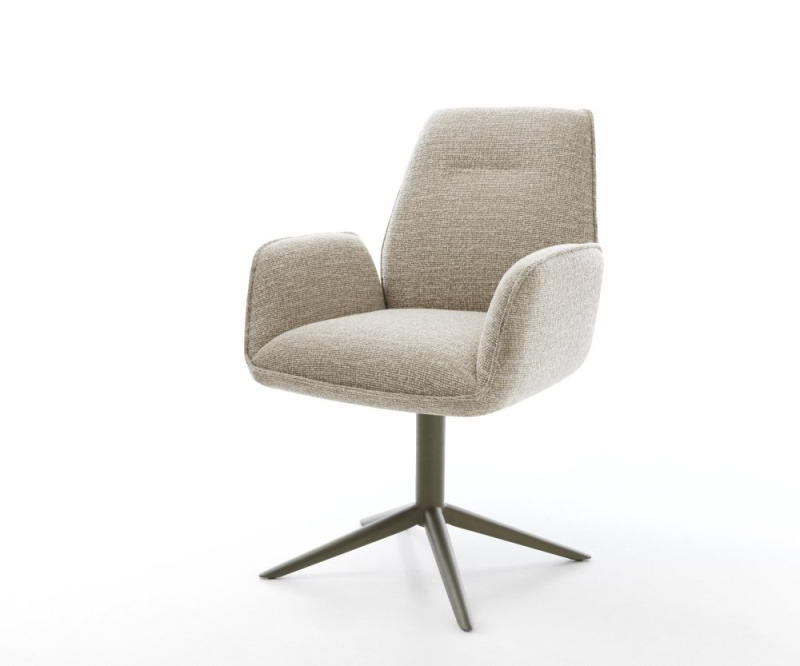 Jídelní židle Zoa-Flex látka Měkký béžová křížová podnož Titanová