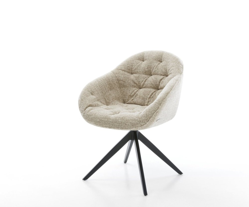 Jídelní židle Gaio-Flex látka Měkký béžová křížová podnož široká černá