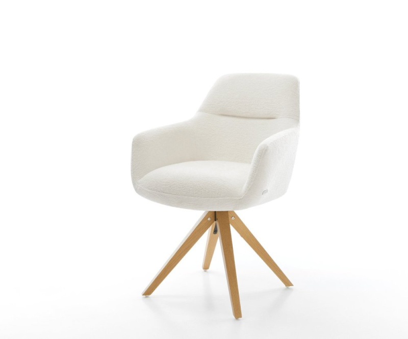 Jídelní židle Pejo-Flex bouclé měkký béžová dřevěná podnož hranatý