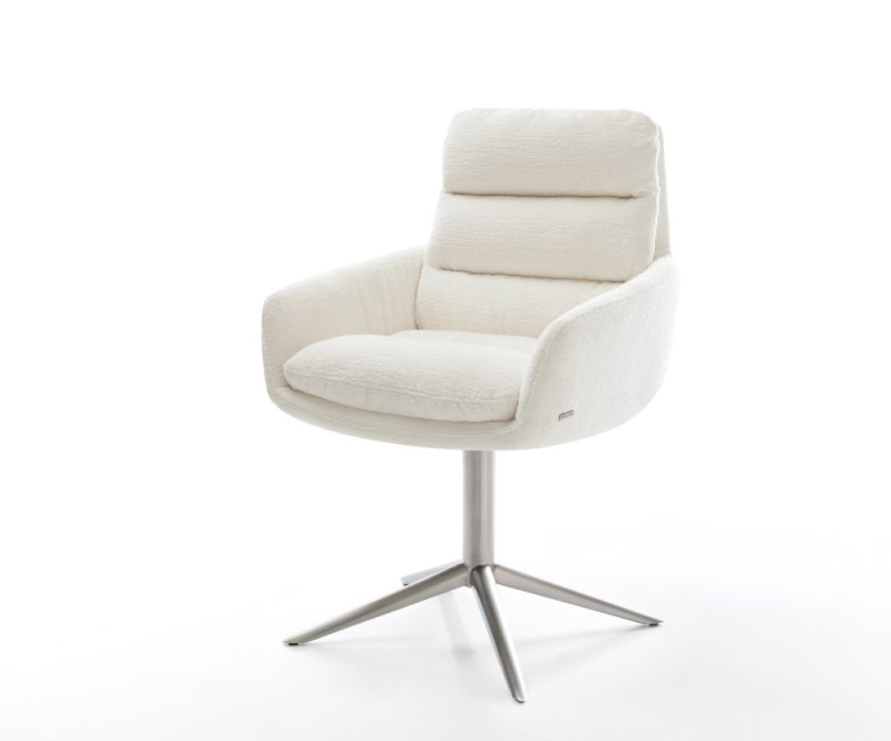 Jídelní židle Abelia-Flex s područkami bouclé měkký béžová křížová