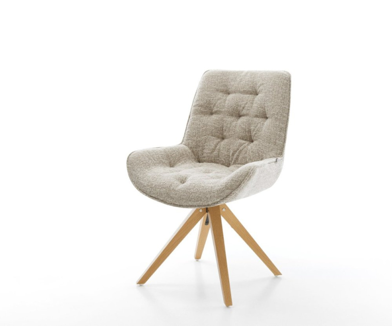 Jídelní židle Taimi-Flex látka Měkký béžová dřevěná podnož hranatý