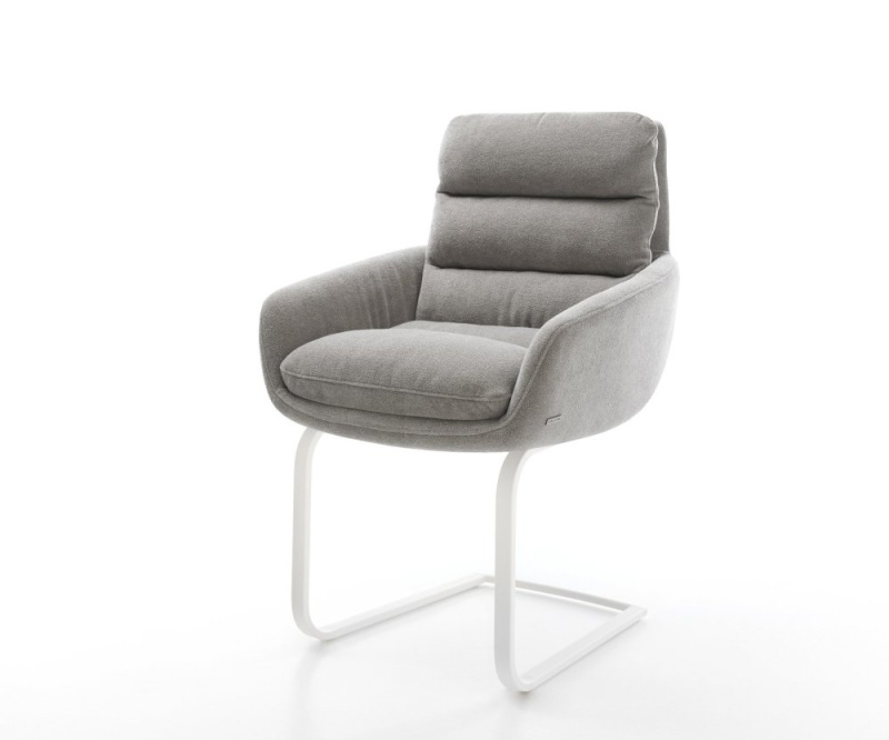 Jídelní židle Abelia-Flex s područkami strukturovaná látka Měkký šedá