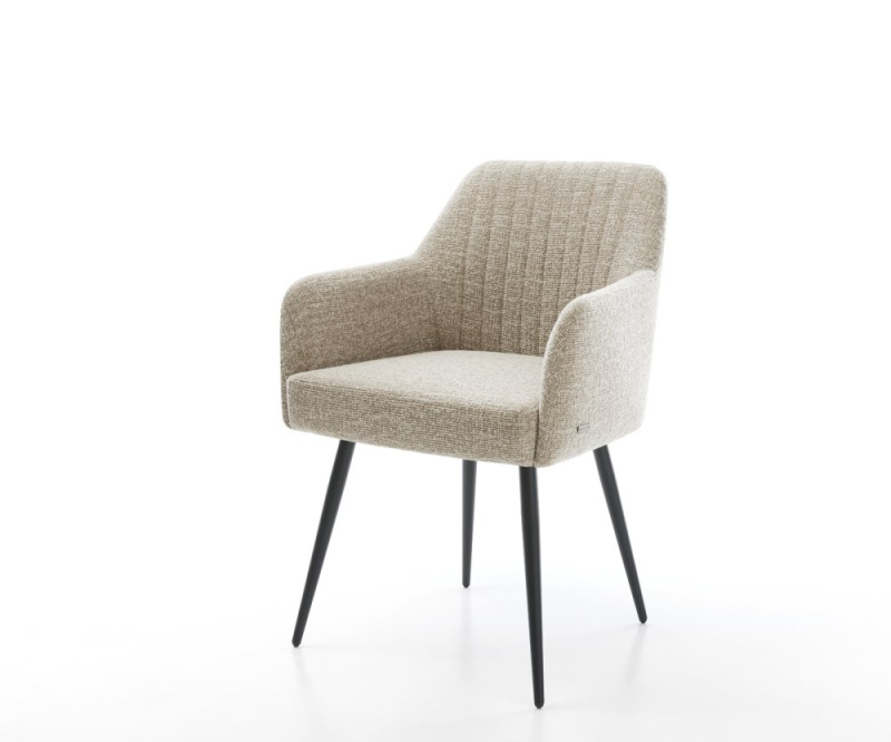 Jídelní židle Greg-Flex tkanina Měkký béžová 4-nohá zúžená černá