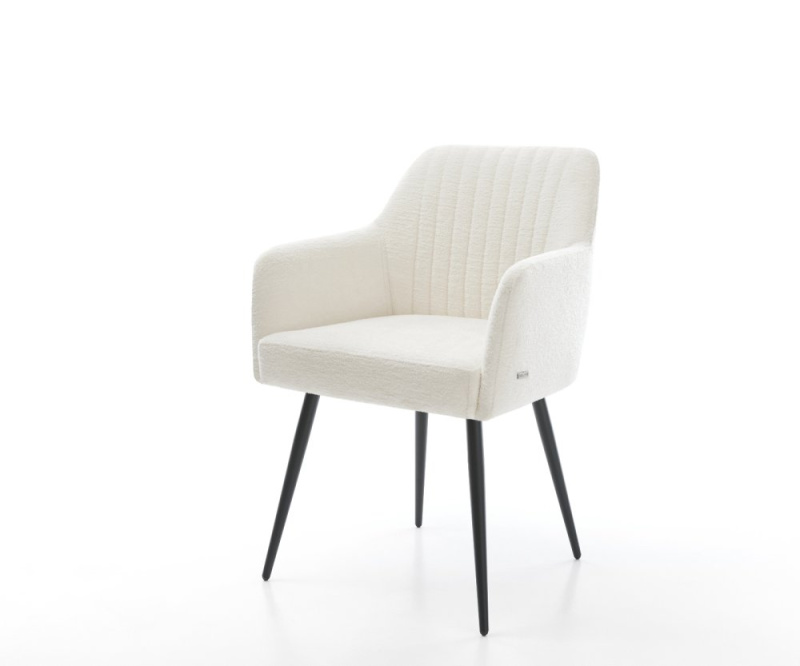 Jídelní židle Greg-Flex bouclé měkký béžová 4-nohá zúžená černá