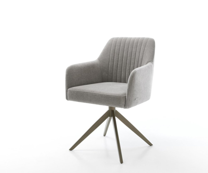 Jídelní židle Greg-Flex strukturovaná látka Měkký šedá křížová podnož