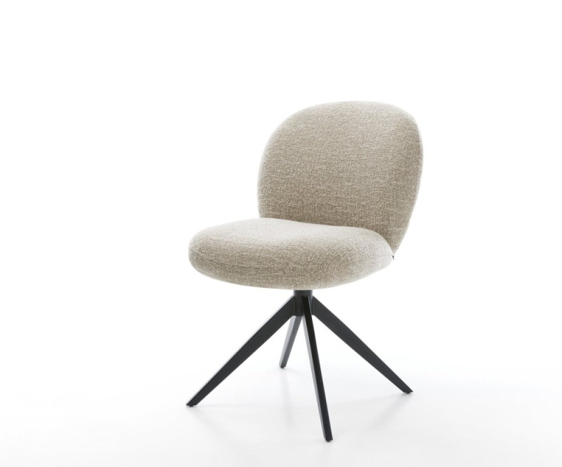 Jídelní židle Nube-Flex látka Měkký béžová křížová podnož široká černá