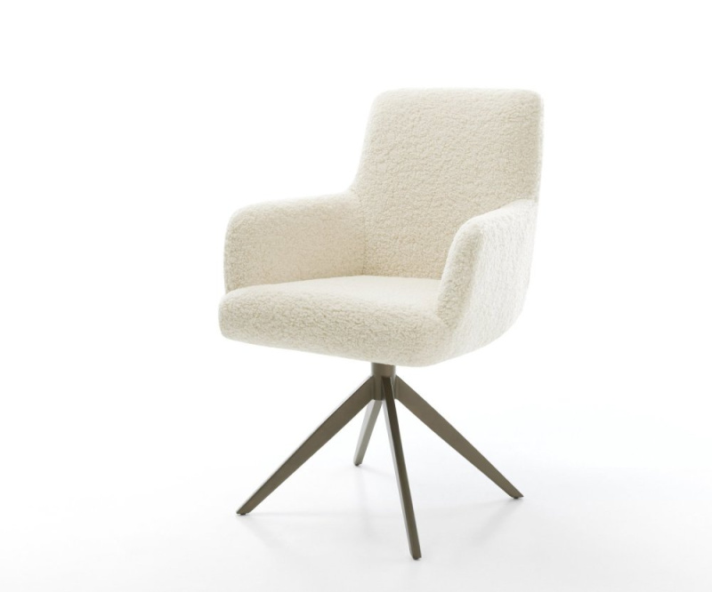 Jídelní židle Heira-Flex s područkami plyšový manšestr béžová křížová