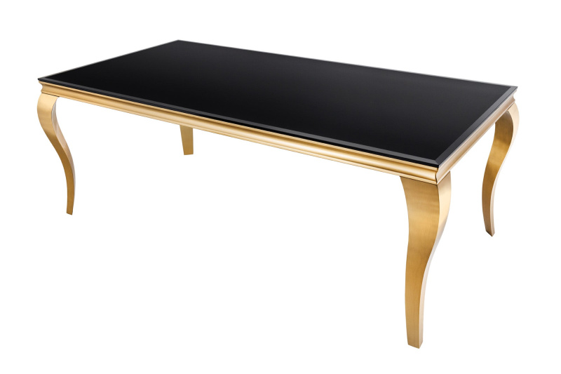 Jídelní stůl MODERN BAROCK 180cm tvrzené opálové sklo černé zlato