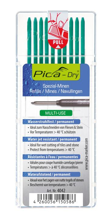 Pica | Tuhy voděodolné pro obkladače na mokré řezání vodě odolné: 4042 - zelená(10xks)