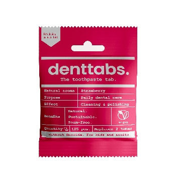 DENTTABS přírodní dětská zubní pasta v tabletách bez fluoridu jahoda  125 k