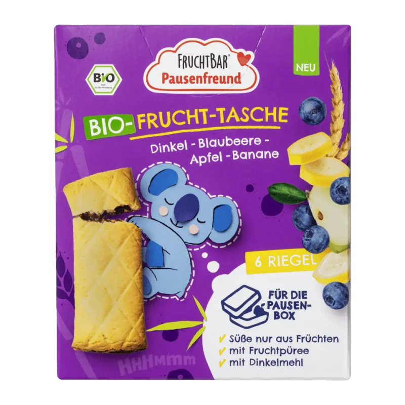 FruchtBar BIO Špaldové taštičky jablko, borůvky a banán 6x22 g