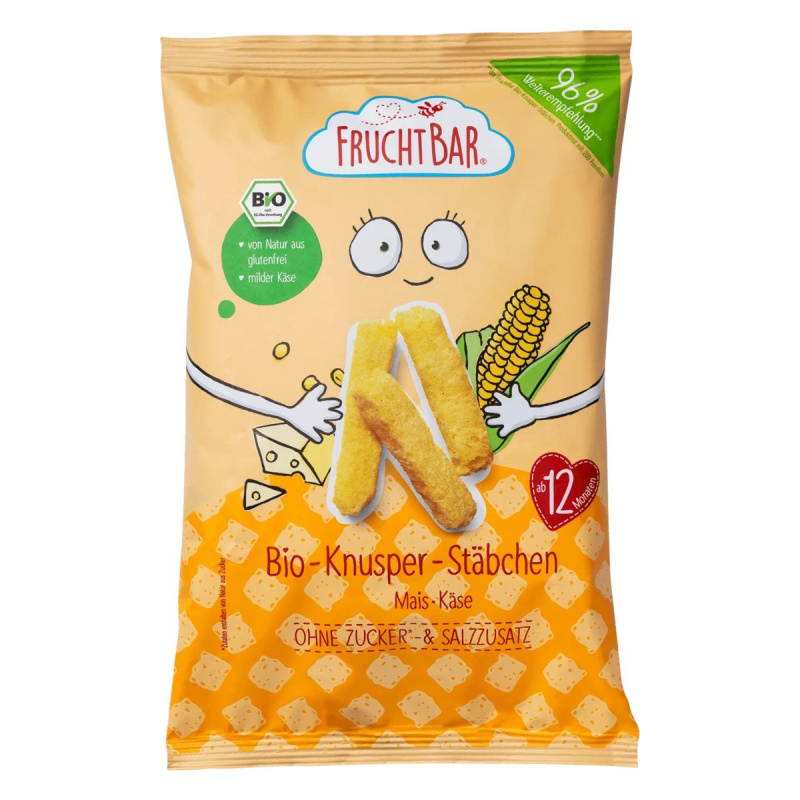 FRUCHTBAR Bio kukuřičné křupky se sýrem nesolené 12m+ 30 g