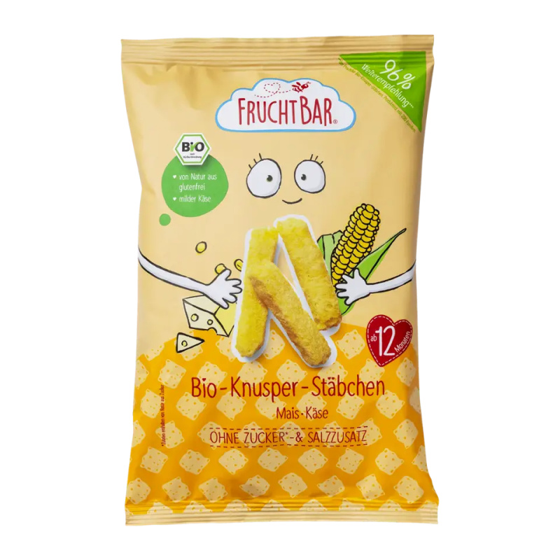 FRUCHTBAR Bio kukuřičné křupky se sýrem nesolené 12m+ 30 g