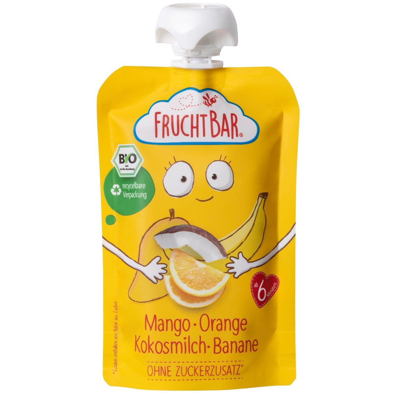 FruchtBar BIO Ovocná kapsička s banánem, pomerančem, mangem a kokosem