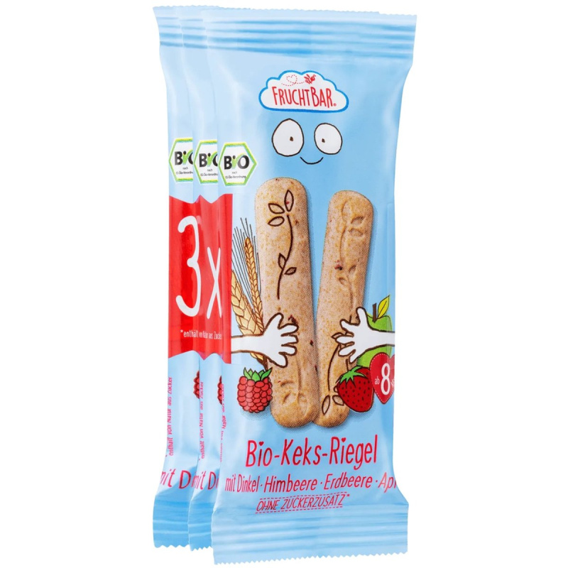 FruchtBar BIO Špaldové máslové tyčinky s jahodami (3×30 g)