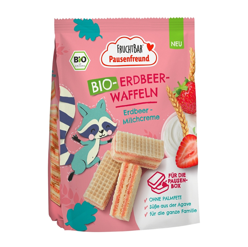 FruchtBar BIO Waflové sušenky s jahodami