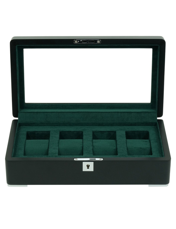Rothenschild RS-3420-4-BL-GRE box na hodinky černý se zeleným sametem