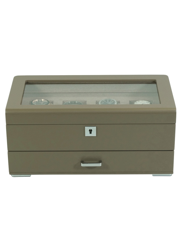 Rothenschild RS-3421-4-TA-TAN box na hodinky a šperky hnědý s béžovým sametem + šuplík
