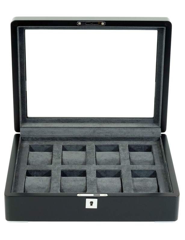 Úložný box na hodinky Rothenschild RS-3420-8-BL-CHA černý s šedým sametem