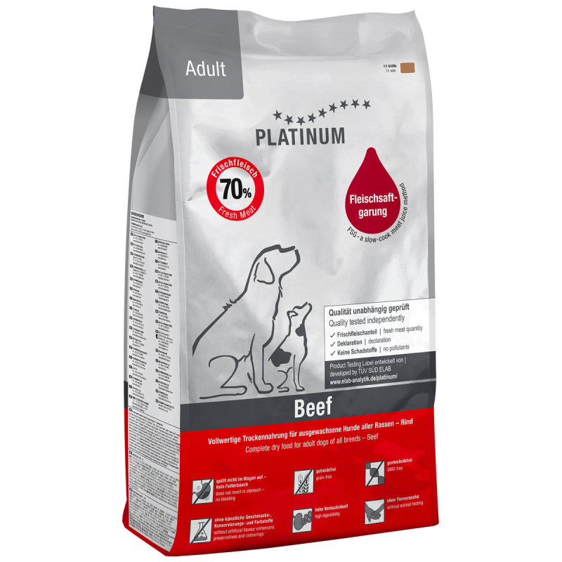 Platinum Natural Adult granulované krmivo pro psy hovězí