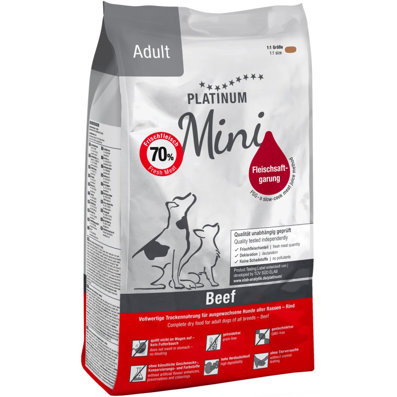 Platinum Natural Mini Adult granulované krmivo pro psy hovězí