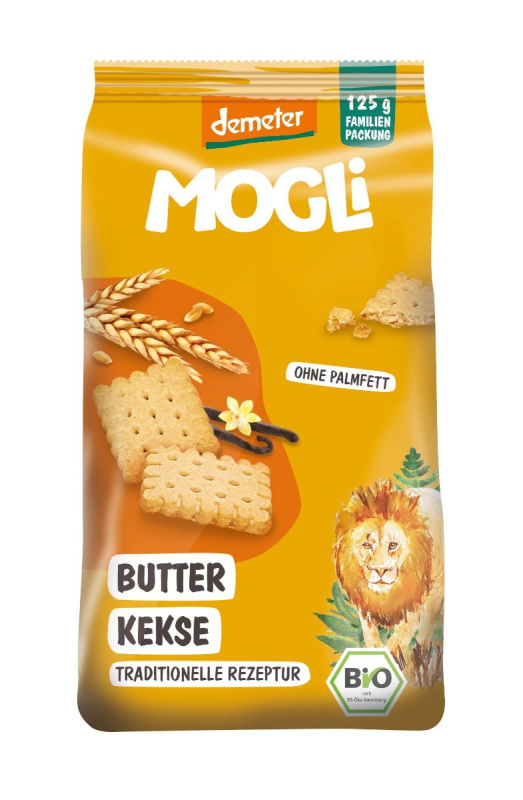 MOGLI Máslové sušenky s vanilkou Bourbon 3r+ BIO 125 g