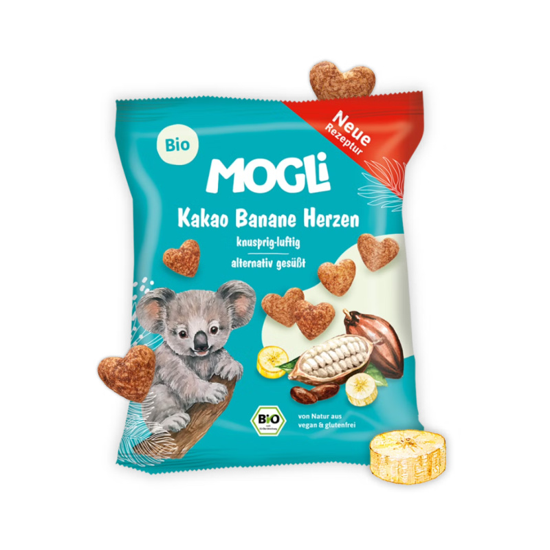 Mogli BIO Kakaová křupavá srdíčka s banánem