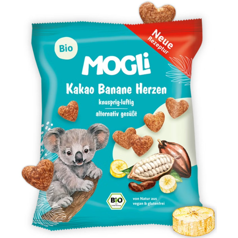 Mogli BIO Kakaová křupavá srdíčka s banánem