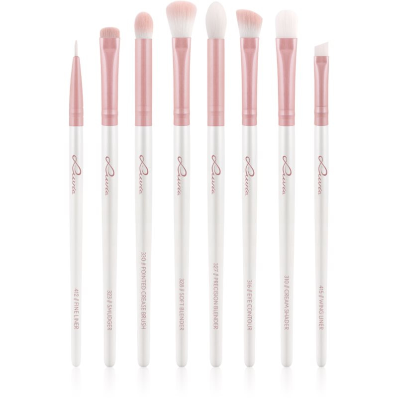 Luvia Cosmetics Prime Vegan All Eye Want sada štětců na oči Candy (Pearl White / Rose) 8 ks