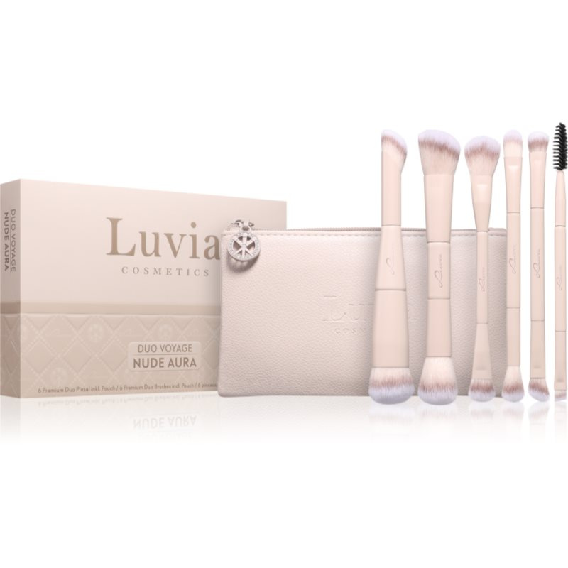 Luvia Cosmetics Duo Voyage sada štětců s pouzdrem Nude Aura