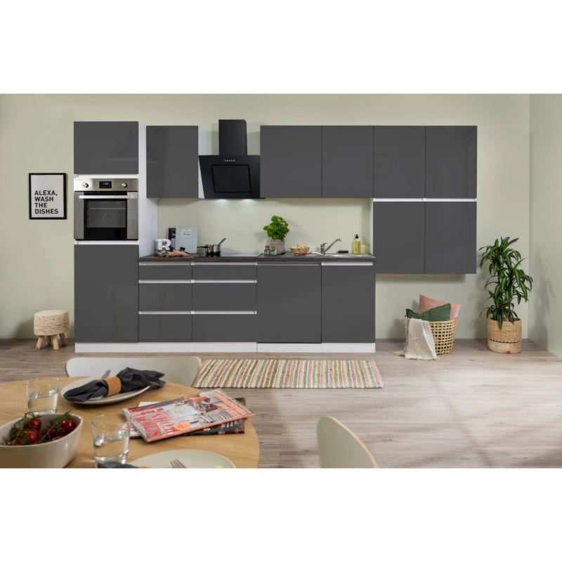 Respekta Kuchyně Lorena šedá/žula 380 cm-Bez el. přístrojů