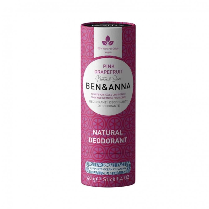 Ben & Anna Ben&Anna Přírodní tuhý deodorant v papírové tubě- Růžový Grapefruit, 40g