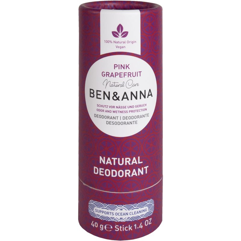 Ben & Anna Ben&Anna Přírodní tuhý deodorant v papírové tubě- Růžový Grapefruit, 40g