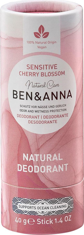 Ben & Anna Tuhý deodorant Sensitive Třešňový květ - bez obsahu jedlé sody, 40 g