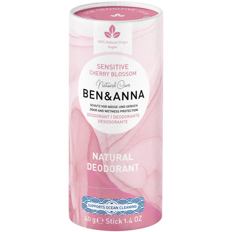 Ben & Anna Tuhý deodorant Sensitive Třešňový květ - bez obsahu jedlé sody, 40 g