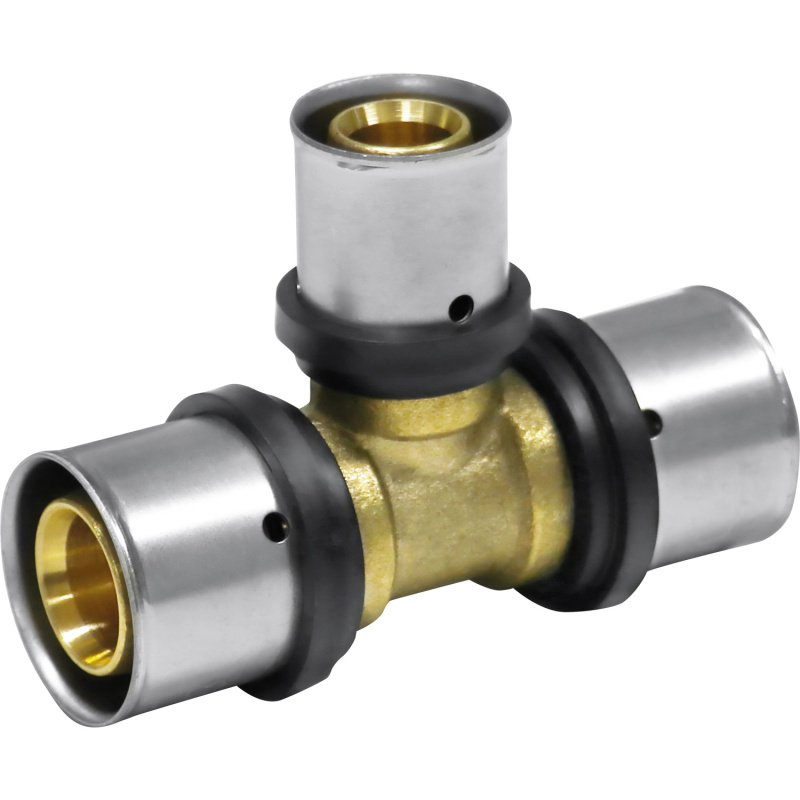 PIPETEC Lisovací redukovaný T-kus PFT201620 měděný, 20x2 - 16x2 - 20x2