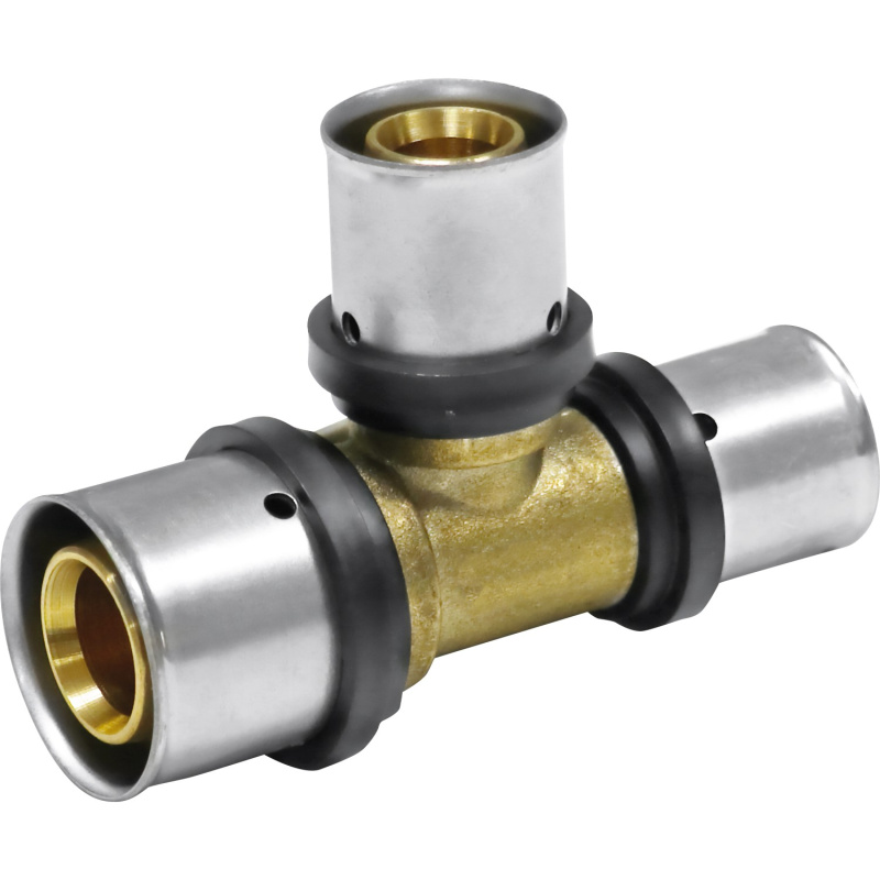 PIPETEC Lisovací redukovaný T-kus PFT201616 měděný, 20x2 - 16x2 - 16x2