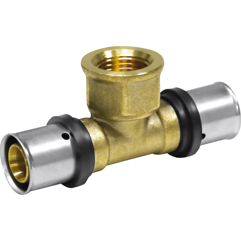 PIPETEC Lisovací T-kus PFTI160416 měděný, 16x2 - Rp 1/2 - 16x2