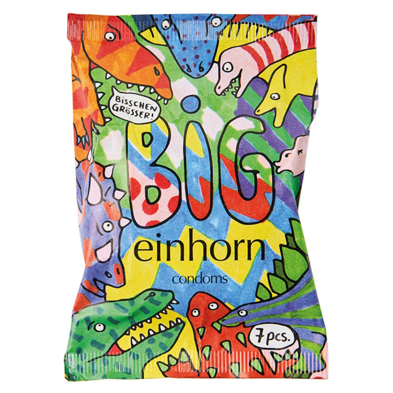 Einhorn Kondomy BIG - "Tyrannosaurus sex" - veganské, bez parfemace, 7 ks