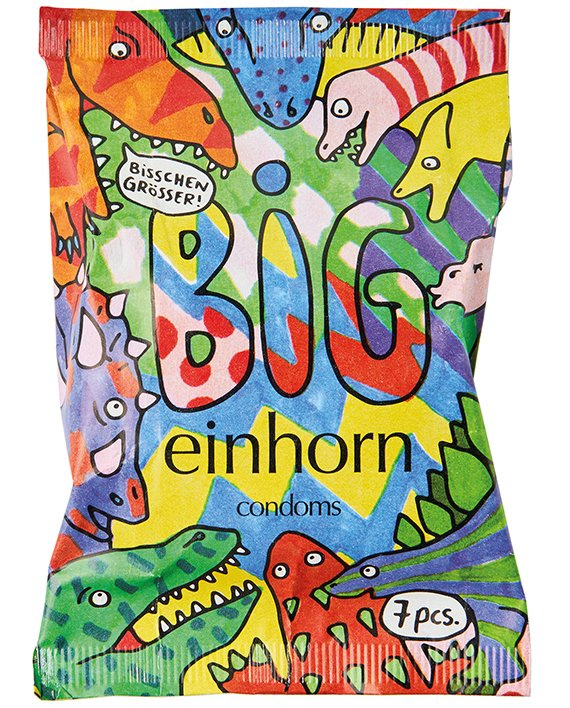 Einhorn Kondomy BIG - "Tyrannosaurus sex" - veganské, bez parfemace, 7 ks