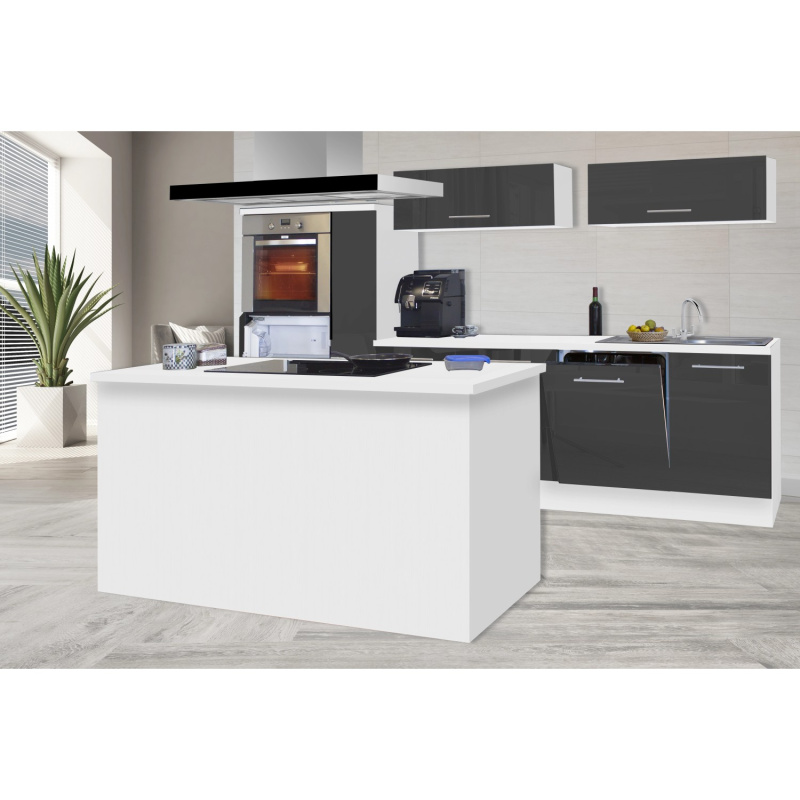 Respekta Kuchyně s ostrůvkem Amanda šedá/bílá 310 cm-trouba/sk.d./dig./my./led.
